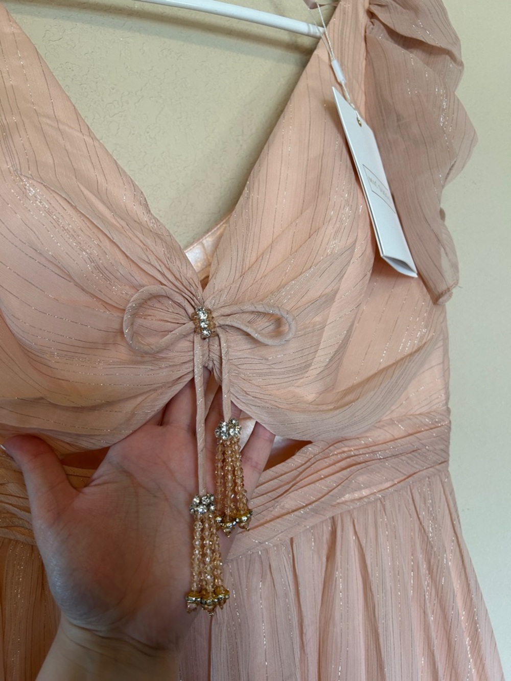 NWT Mac Duggal 68187 Blush Pink Metallic Tiered Tea Dress Size 12 Formal Event - Picture 8 of 15